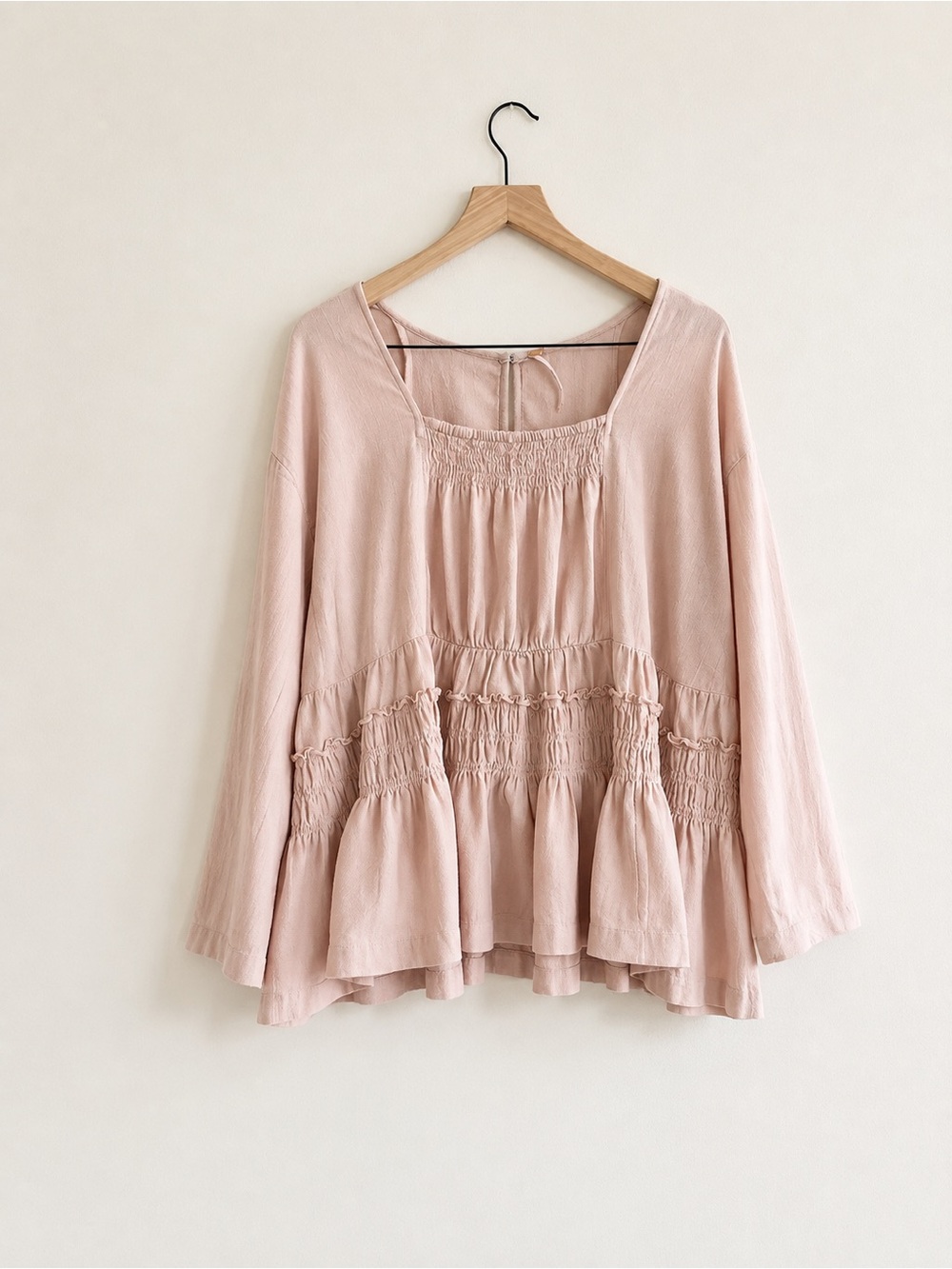 Free People Nyla Top Light Pink Billowy Trapeze Blouse Size Medium